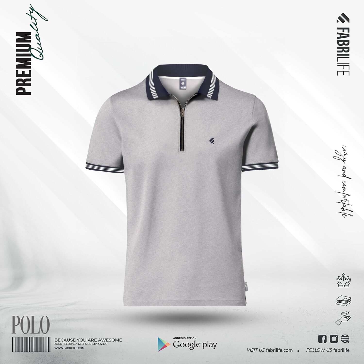 Premium Designer PK Cotton Polo - Graynine